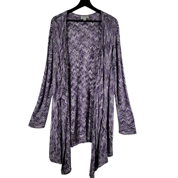 Avenue Sweaters - Avenue Open Front Cardigan Womens 18/20 Purple Chevron 36" longline‎